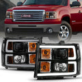 PROJECTOR HEADLIGHT PLANK STYLE BLACK W/ CLEAR LENS AMBER by ANZO USA