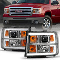PROJECTOR HEADLIGHT PLANK STYLE CHROME K W/ CLEAR LENS AMBER by ANZO USA