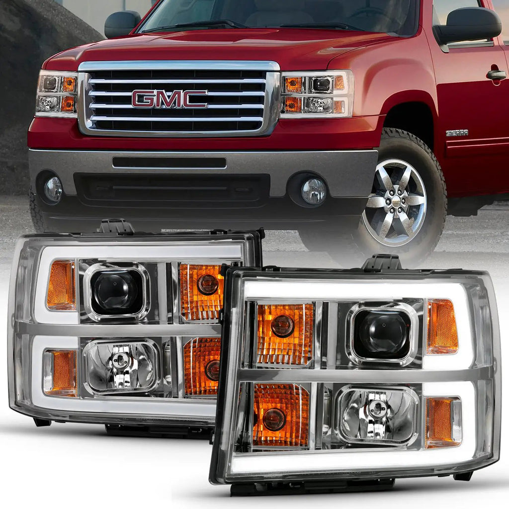 PROJECTOR HEADLIGHT PLANK STYLE CHROME K W/ CLEAR LENS AMBER by ANZO USA