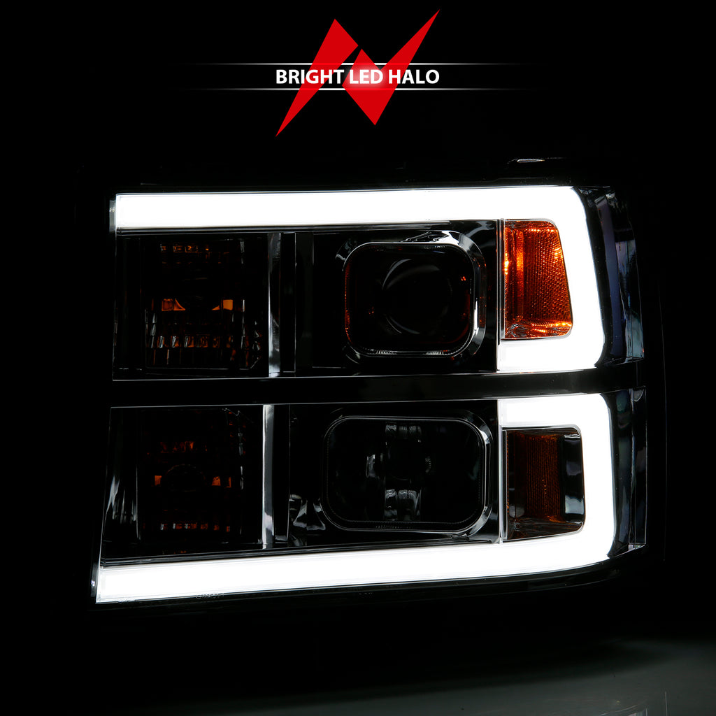 PROJECTOR HEADLIGHT PLANK STYLE CHROME K W/ CLEAR LENS AMBER by ANZO USA