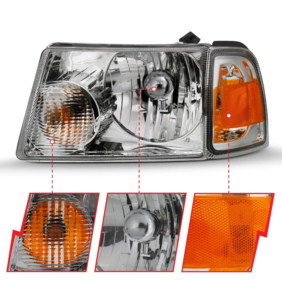 Crystal Headlights Chrome w/ Corner Lights by ANZO USA
