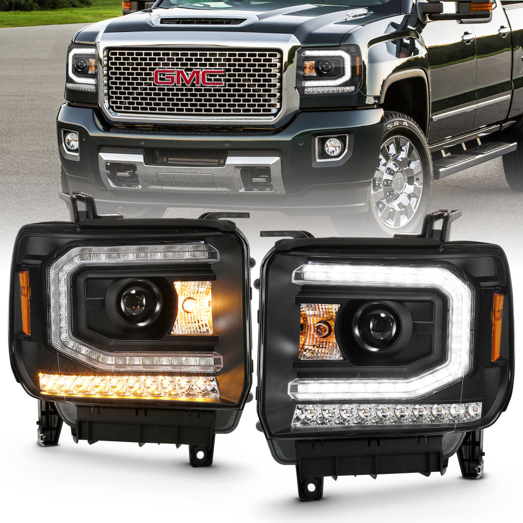 Projector Headlights Plank Style Black w/ Sequential by ANZO USA