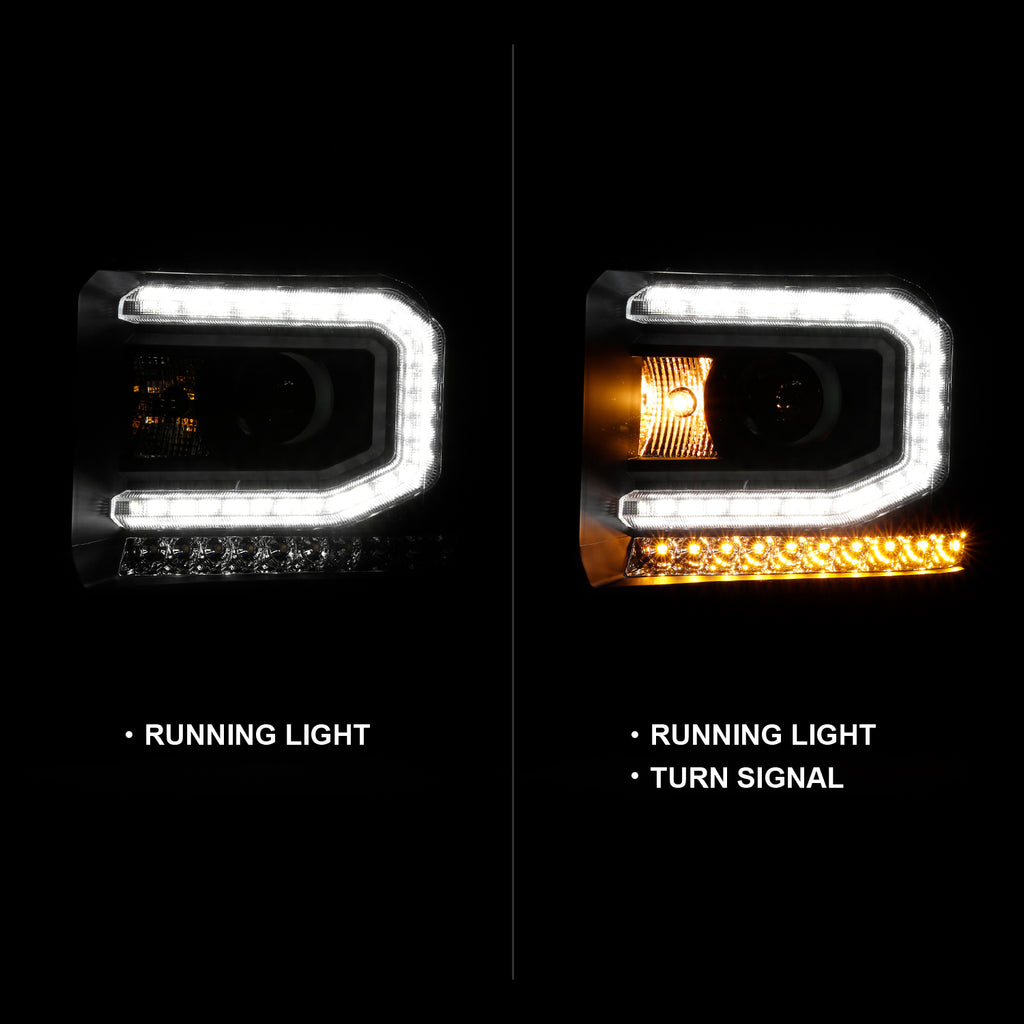 Projector Headlights Plank Style Black w/ Sequential by ANZO USA