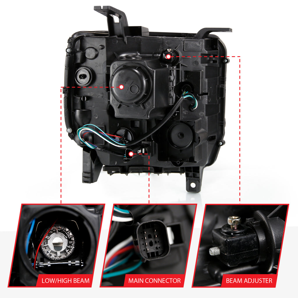Projector Headlights Plank Style Black w/ Sequential by ANZO USA