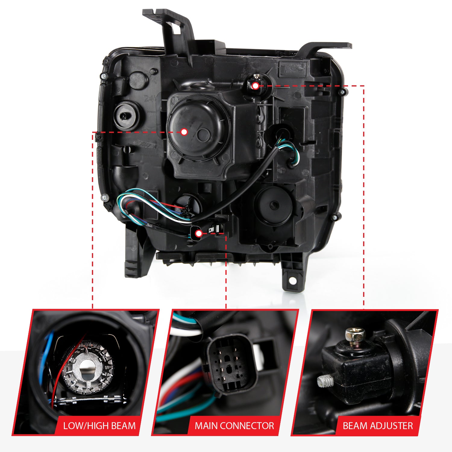 Projector Headlights Plank Style Black w/ Sequential by ANZO USA