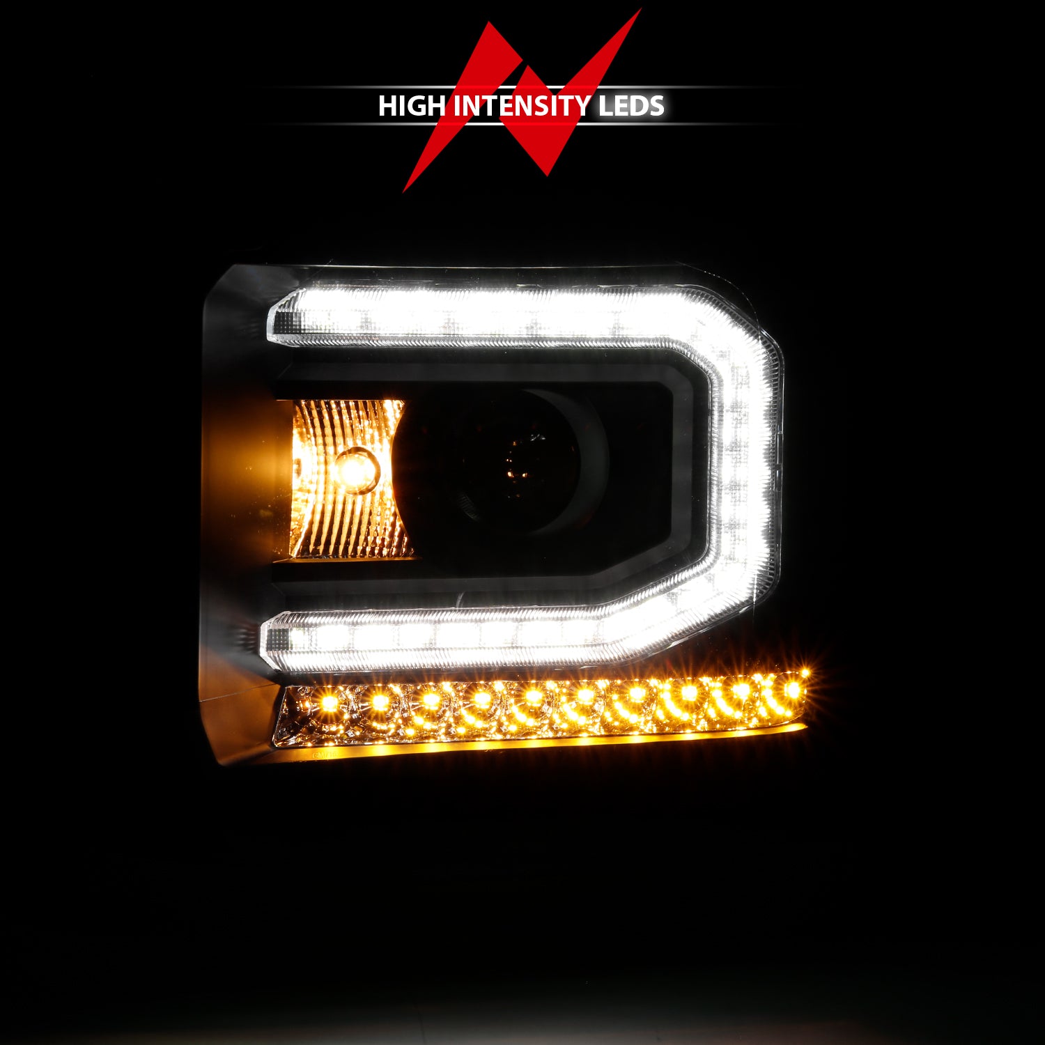 Projector Headlights Plank Style Black w/ Sequential by ANZO USA
