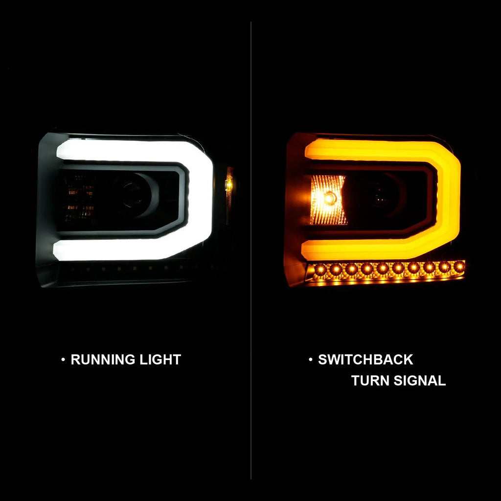 Projector Headlights Plank Style Black w/ Switchback by ANZO USA