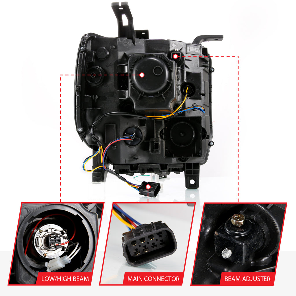 Projector Headlights Plank Style Black w/ Switchback by ANZO USA