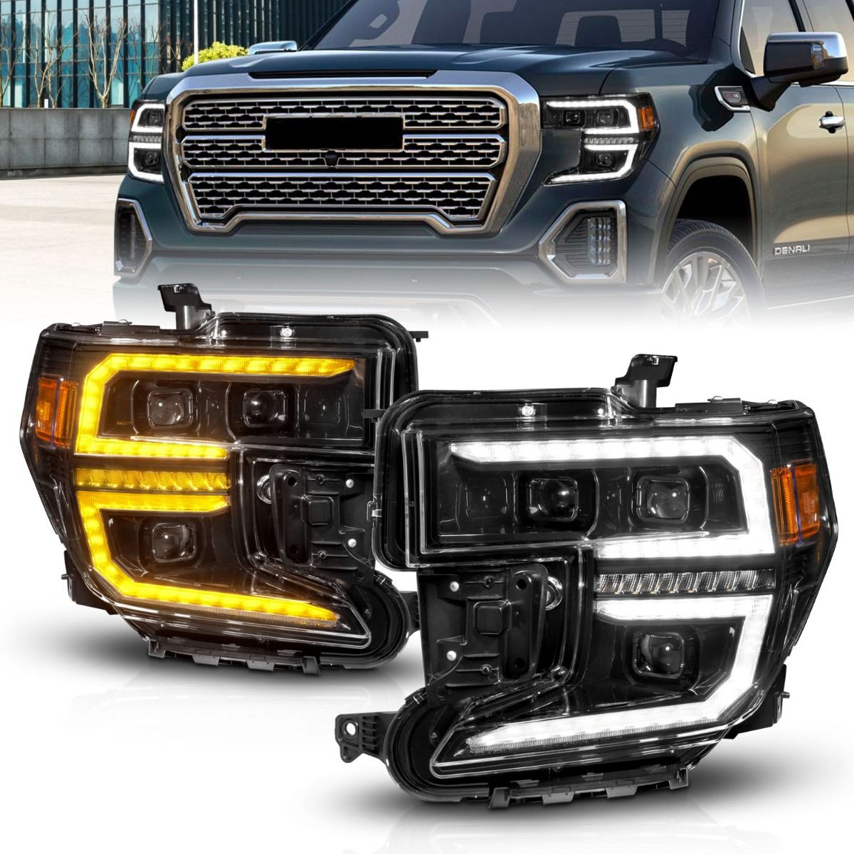 Black Housing Full LED Trio Projector Switchback Bar w/DRL & Initiation Feature by ANZO USA