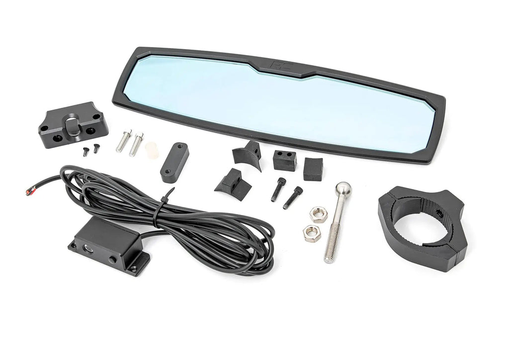 UTV Aluminum Rear View Mirror | Dome Light| 12" | 1.75-2" Mount by Rough Country