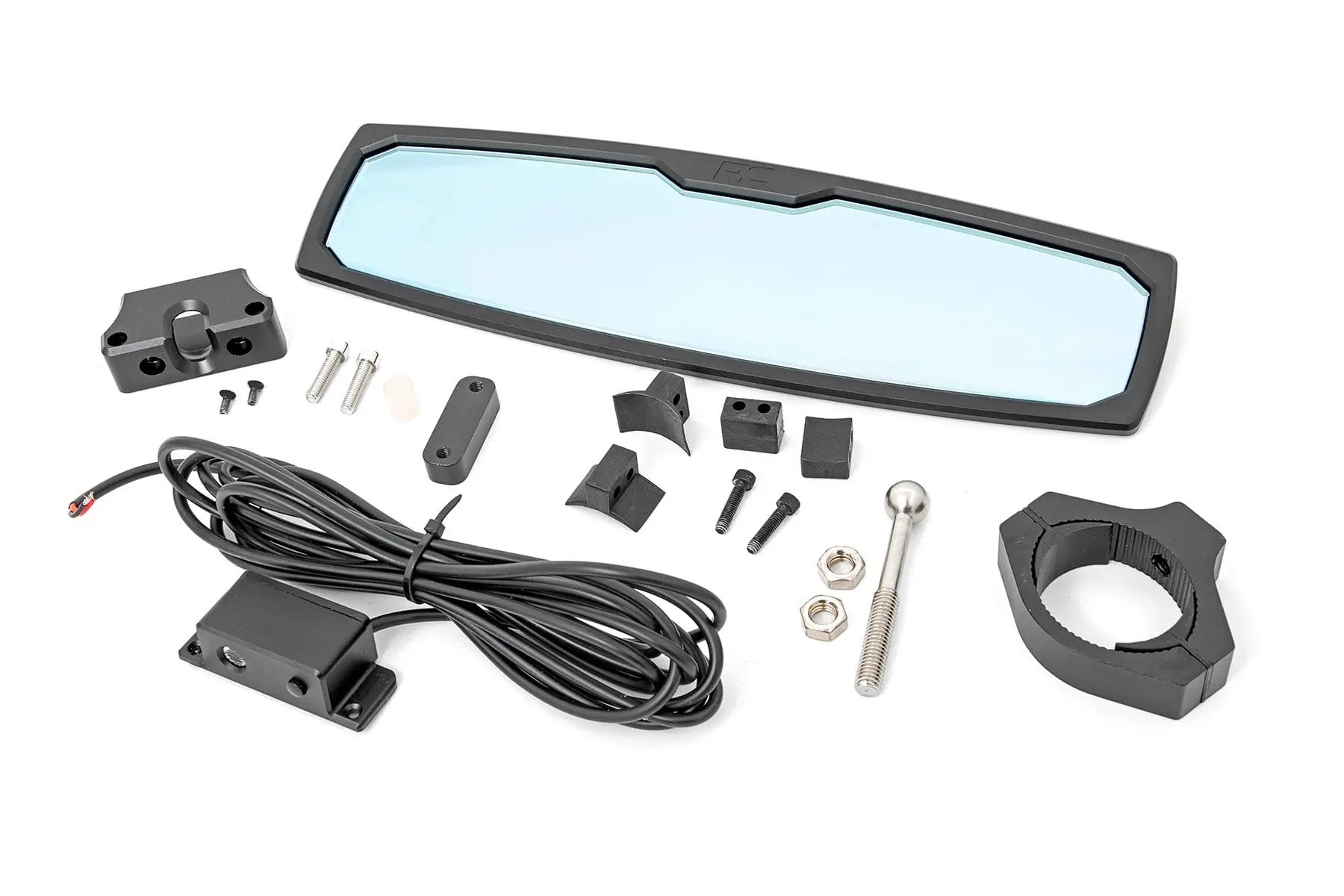 UTV Aluminum Rear View Mirror | Dome Light| 12" | 1.75-2" Mount by Rough Country