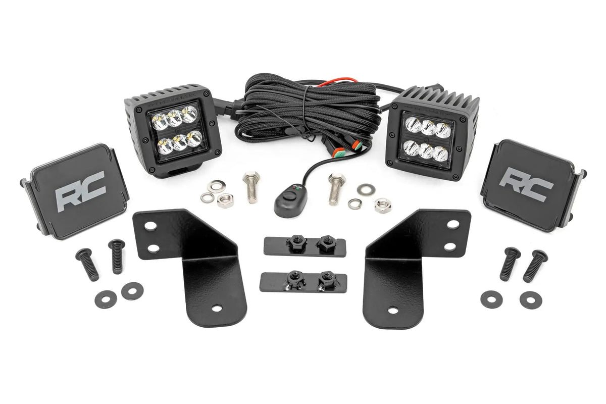 LED Light | RR Cage Mount | 2" Black Spot Pair | Polaris Ranger 1000/Ranger XP 900/1000 by Rough Country