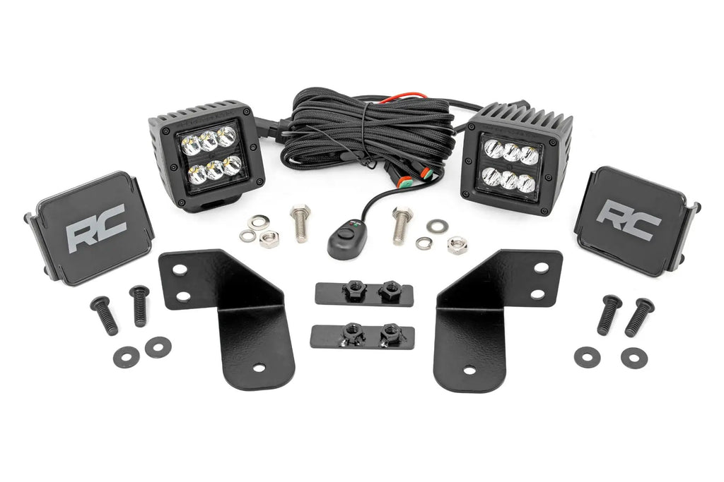 LED Light | RR Cage Mount | 2" Black Spot Pair | Polaris Ranger 1000/Ranger XP 900/1000 by Rough Country