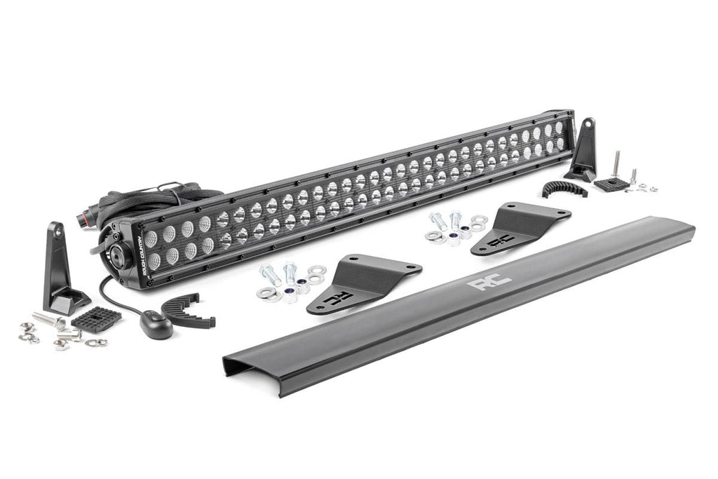 LED Light Kit | Bumper Mount | 30" Black Dual Row | Toyota 4Runner (14-20) by Rough Country