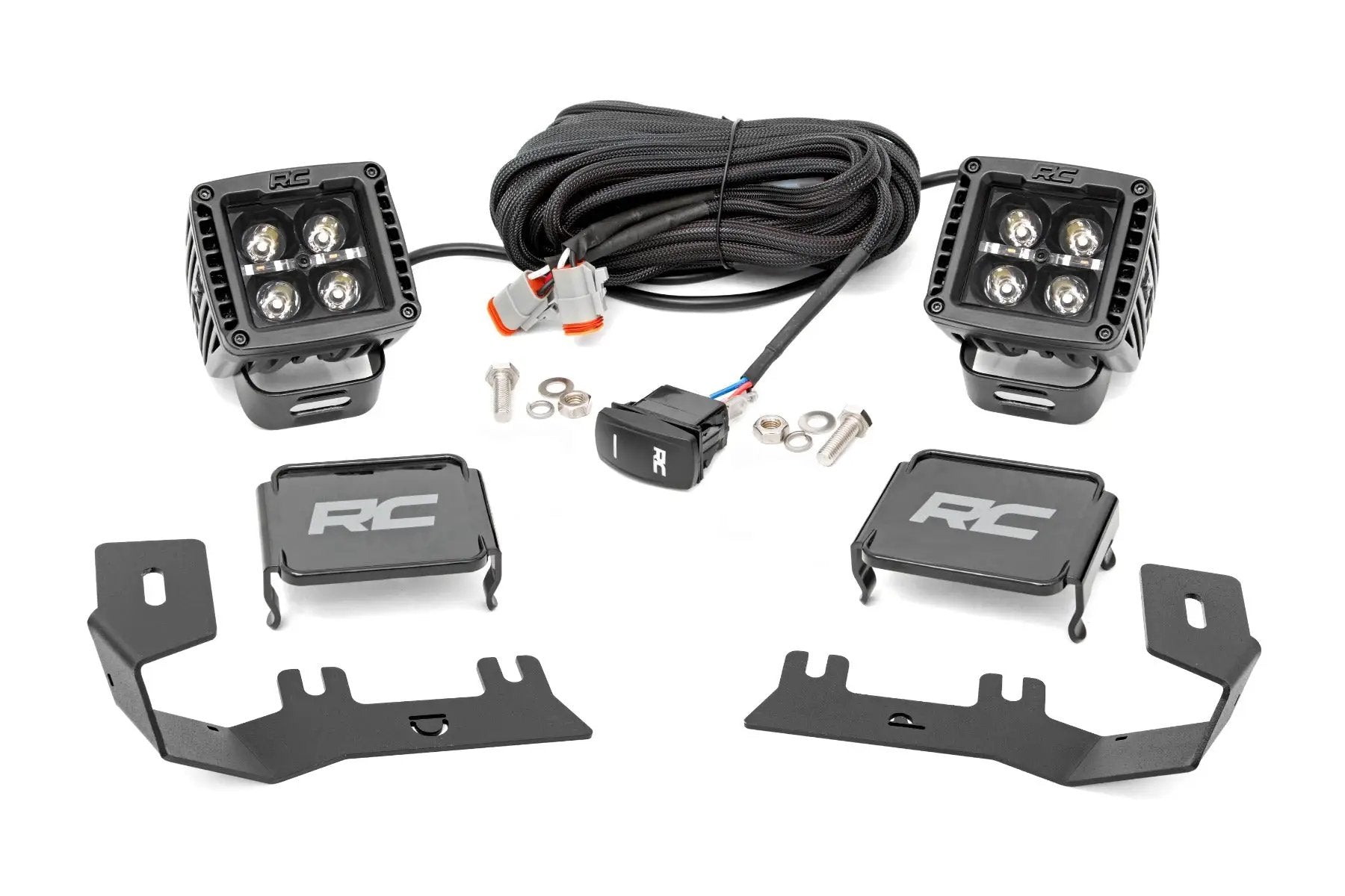 LED Ditch Light Kit | 2in Black Pair | Amber DRL | Chevy/GMC 1500 (14-18 & Classic) by Rough Country