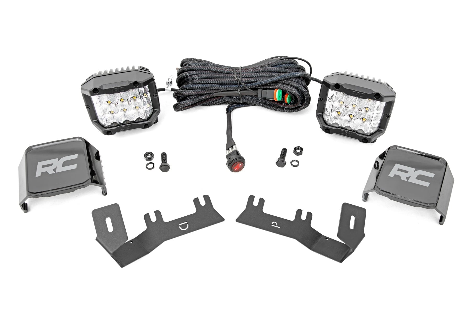LED Ditch Light Kit | 3in OSRAM Pair | Wide | Chevy/GMC 1500 (14-18 & Classic) by Rough Country