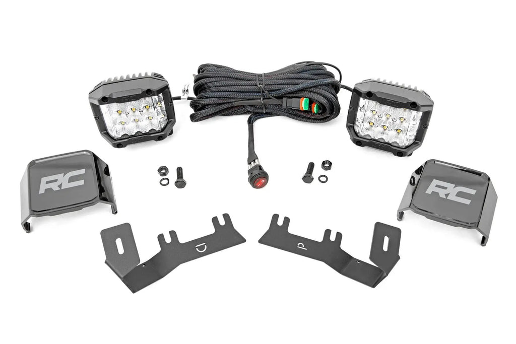 LED Ditch Light Kit | 3in OSRAM Pair | Wide | Chevy/GMC 1500 (14-18 & Classic) by Rough Country