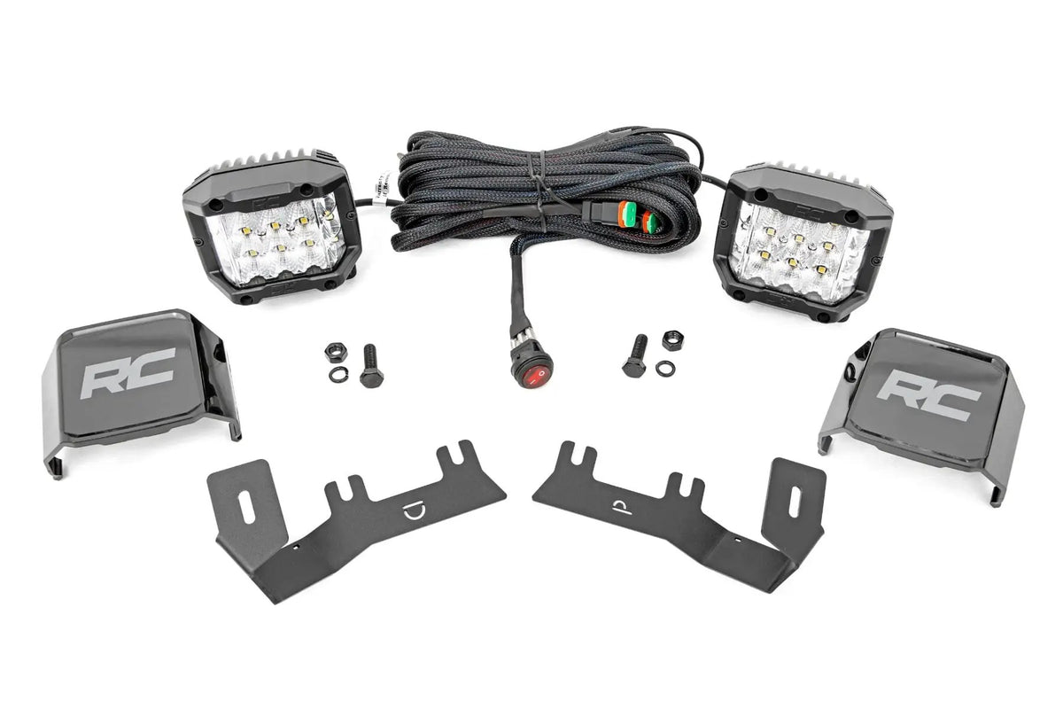 LED Ditch Light Kit | 3in OSRAM Pair | Wide | Chevy/GMC 1500 (14-18 & Classic) by Rough Country