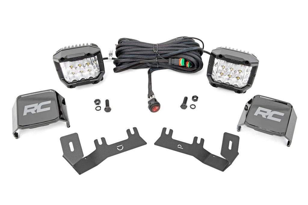 LED Ditch Light Kit | 3in OSRAM Pair | Wide | Chevy/GMC 1500 (14-18 & Classic) by Rough Country