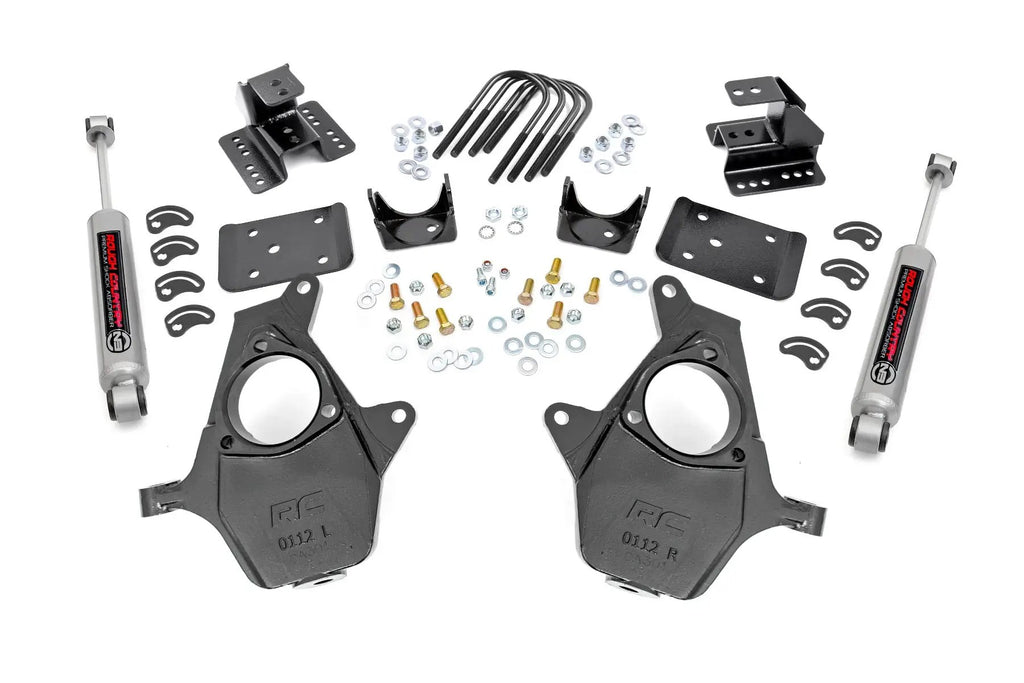 2 Inch Lowering Kit | 4 Inch Rear Lowering | Alum/Stamped Knuckle | Chevy/GMC 1500 (14-18) by Rough Country