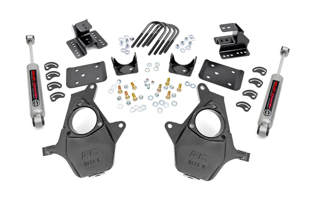 2 Inch Lowering Kit | 4 Inch Rear Lowering | Alum/Stamped Knuckle | Chevy/GMC 1500 (14-18) by Rough Country