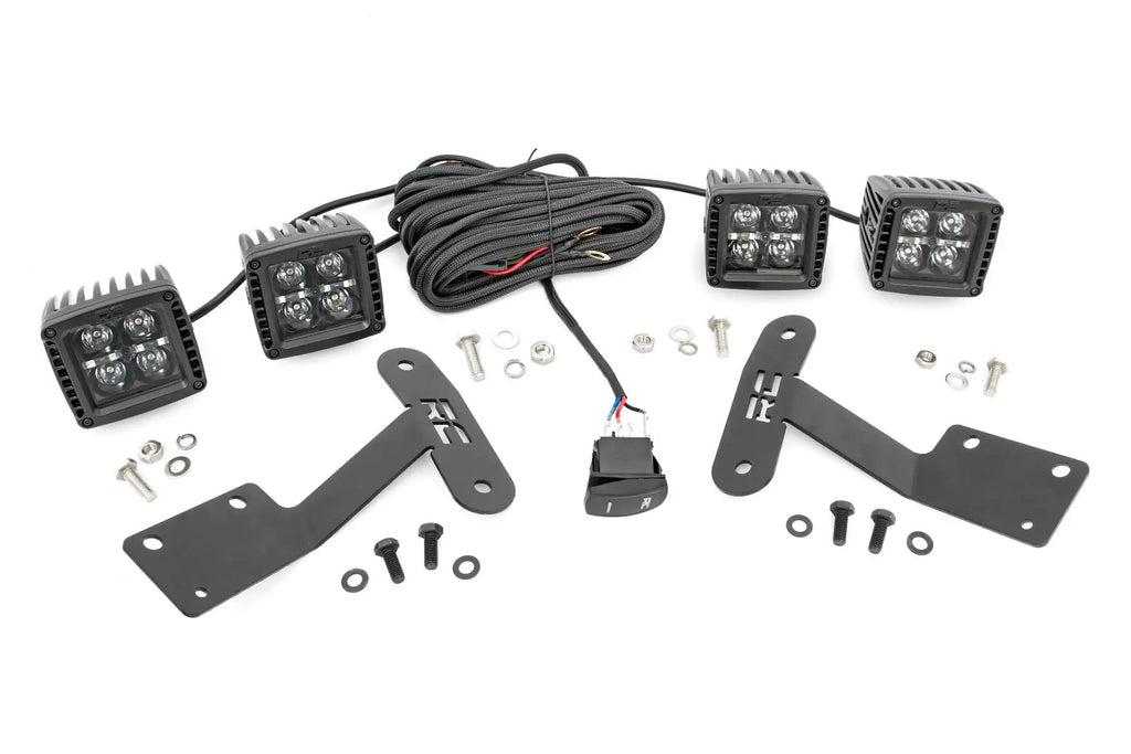 LED Light Kit | Ditch Mount | Dual 2" Black Pairs | Amber DRL | Toyota Tundra (14-21) by Rough Country