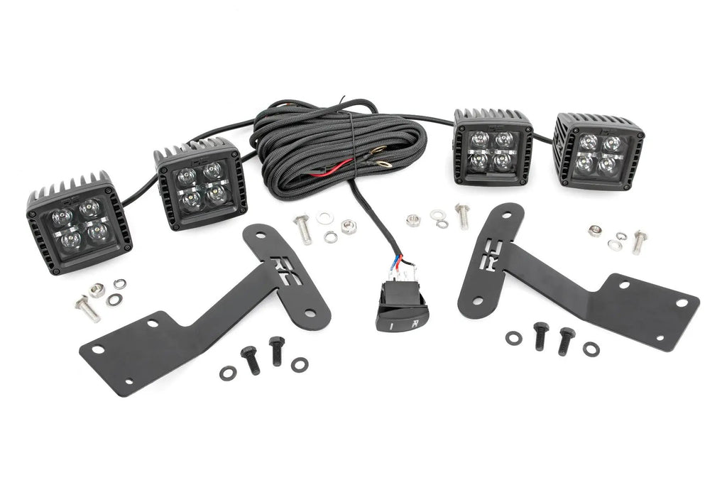 LED Light Kit | Ditch Mount | Dual 2" Black Pairs | Amber DRL | Toyota Tundra (14-21) by Rough Country