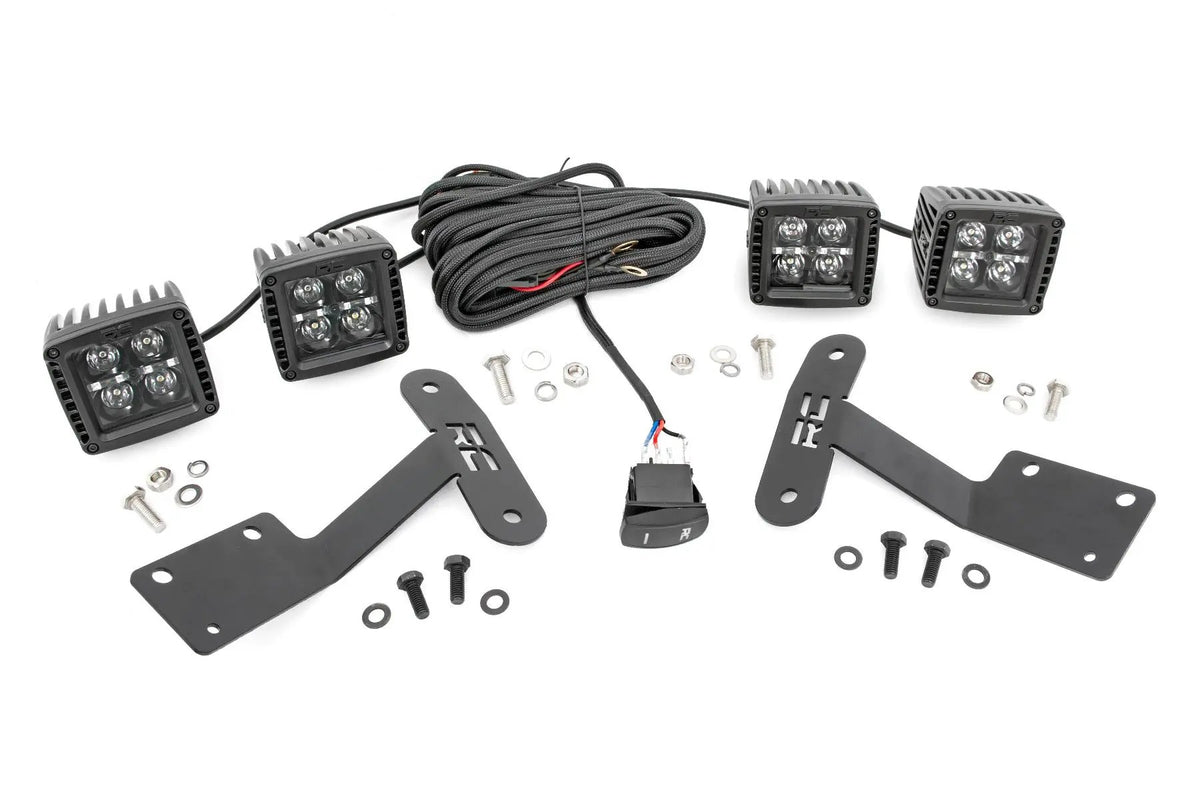 LED Light Kit | Ditch Mount | Dual 2" Black Pairs | Amber DRL | Toyota Tundra (14-21) by Rough Country