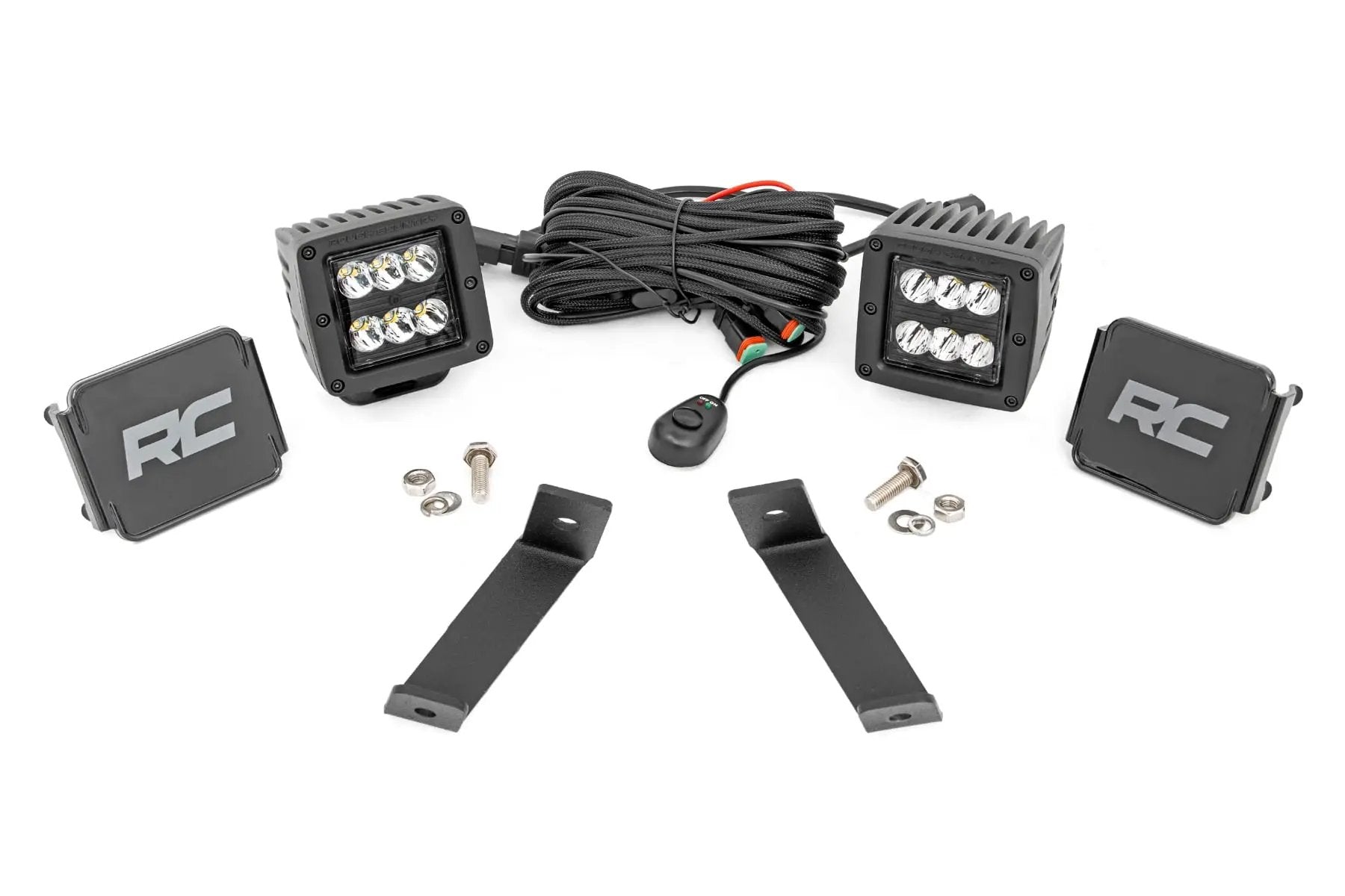 LED Light Kit | Ditch Mount | 2" Black Pair | Spot | Jeep Cherokee KL (14-21) by Rough Country
