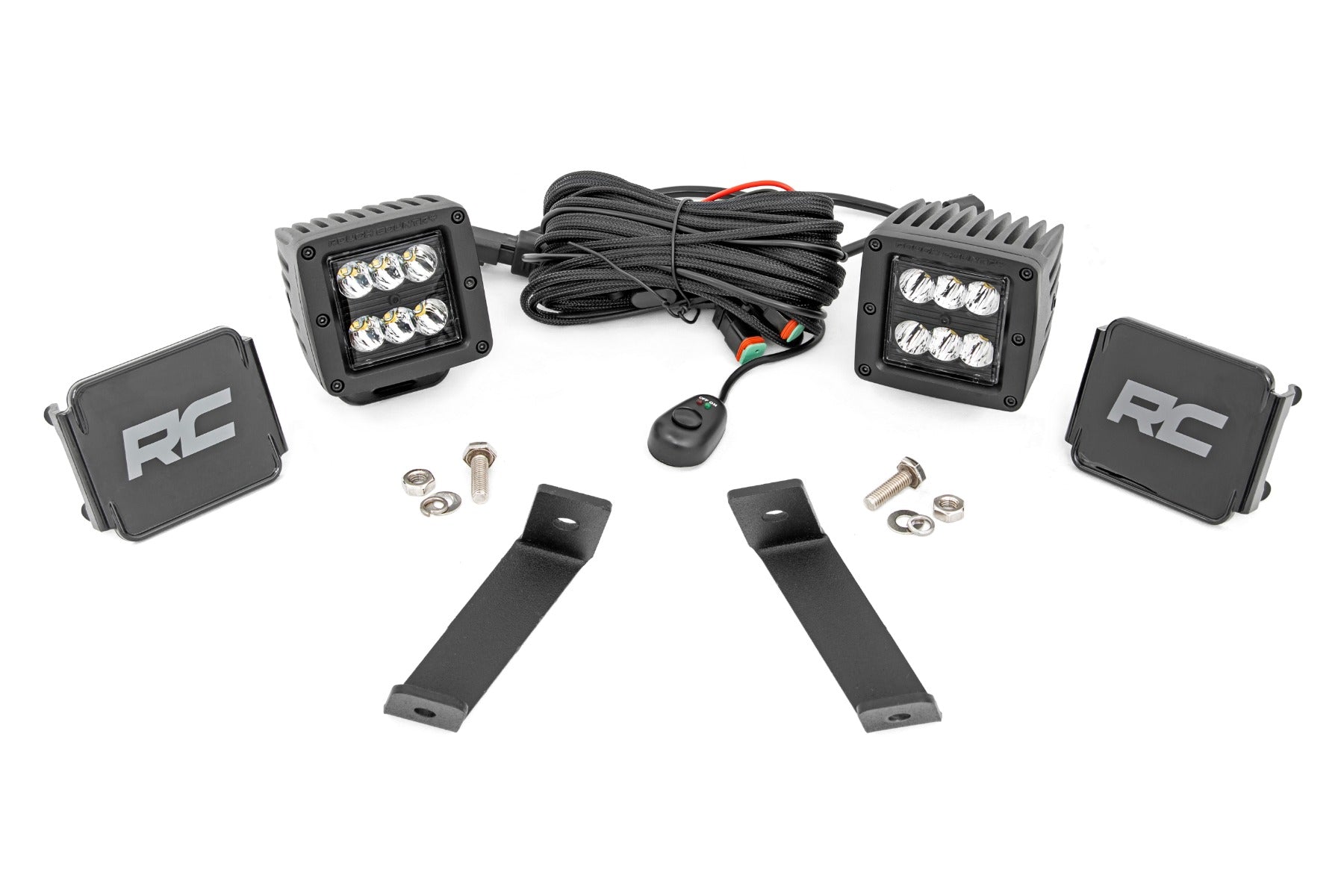 LED Light Kit | Ditch Mount | 2" Black Pair | Spot | Jeep Cherokee KL (14-21) by Rough Country