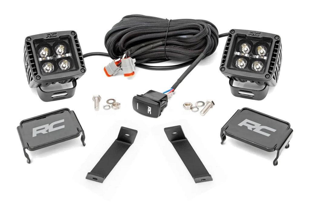 LED Light Kit | Ditch Mount | 2" Black Pair | Amber DRL | Jeep Cherokee KL (14-21) by Rough Country