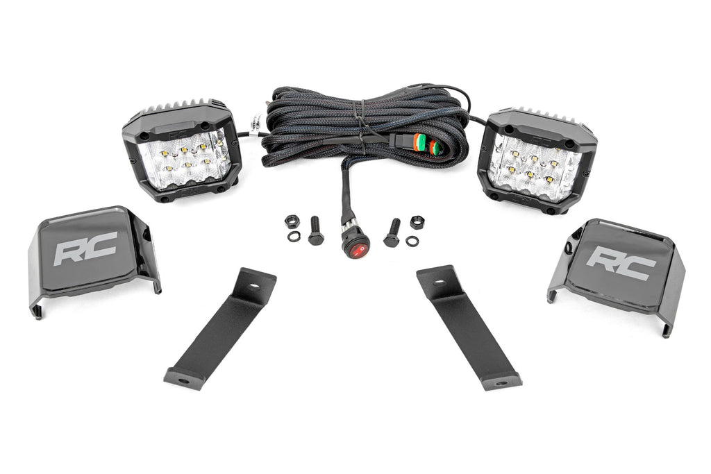 LED Light Kit | Ditch Mount | 3" OSRAM | Wide | Jeep Cherokee KL (14-21) by Rough Country