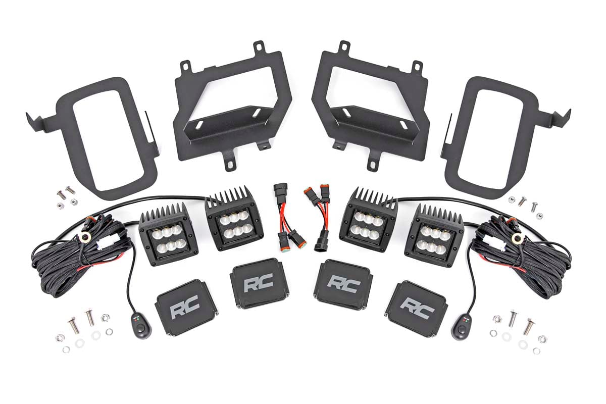 LED Light Kit | Fog Mount | Dual 2" Black Pairs | Flood | Ford F-150 (15-17) by Rough Country