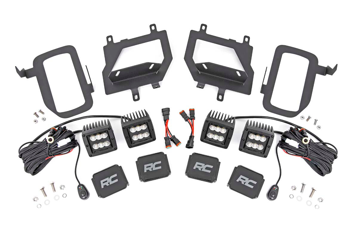 LED Light Kit | Fog Mount | Dual 2" Black Pairs | Spot/Flood | Ford F-150 (15-17) by Rough Country