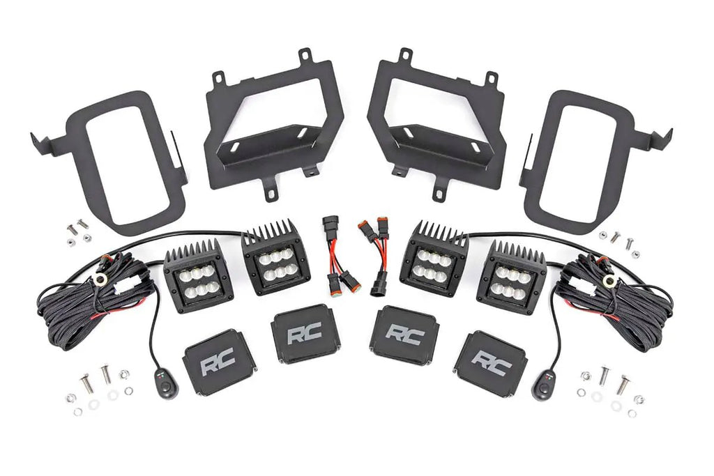 LED Light Kit | Fog Mount | Dual 2" Black Pairs | Spot/Flood | Ford F-150 (15-17) by Rough Country