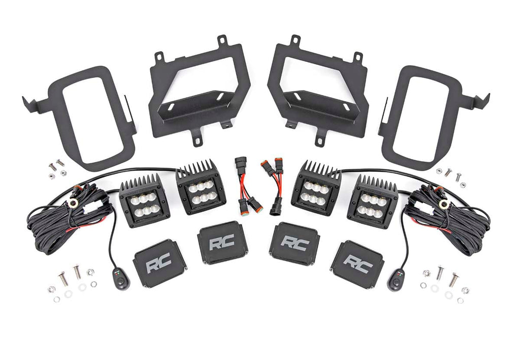 LED Light Kit | Fog Mount | Dual 2" Black Pairs | Spot/Flood | Ford F-150 (15-17) by Rough Country