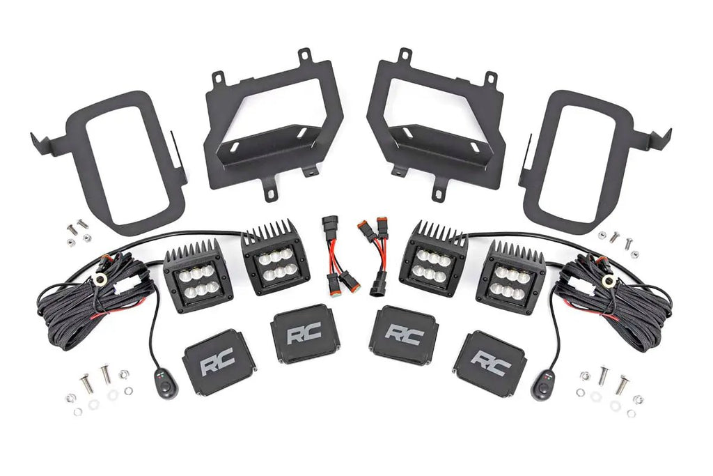 LED Light Kit | Fog Mount | Dual 2" Black Pairs | Spot/Flood | Ford F-150 (15-17) by Rough Country