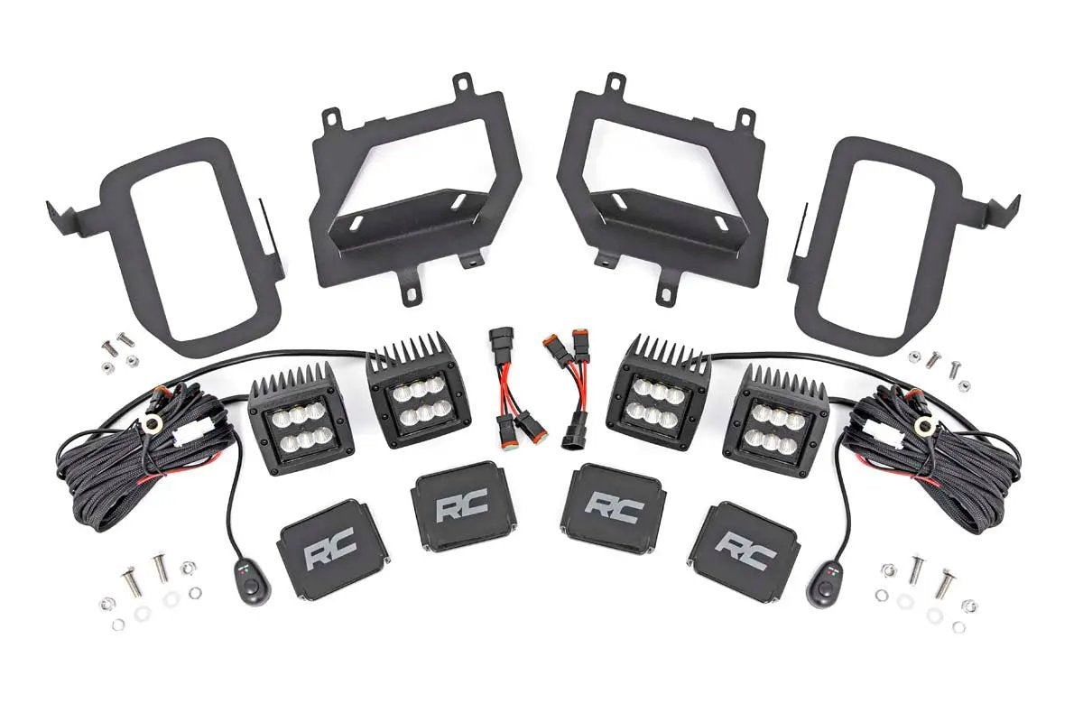 LED Light Kit | Fog Mount | Dual 2" Black Pairs | Spot/Flood | Ford F-150 (15-17) by Rough Country
