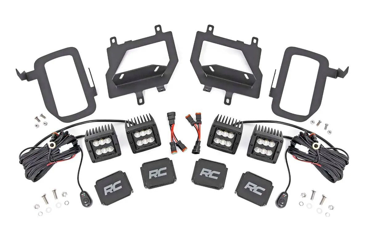 LED Light Kit | Fog Mount | Dual 2" Black Pairs | Spot/Flood | Ford F-150 (15-17) by Rough Country