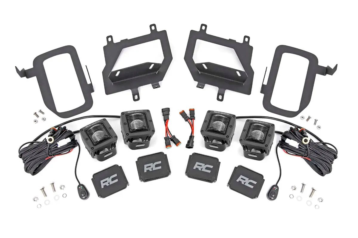LED Light Kit | Fog Mount | Dual 2" Black Pairs | SAE | Ford F-150 (15-17) by Rough Country