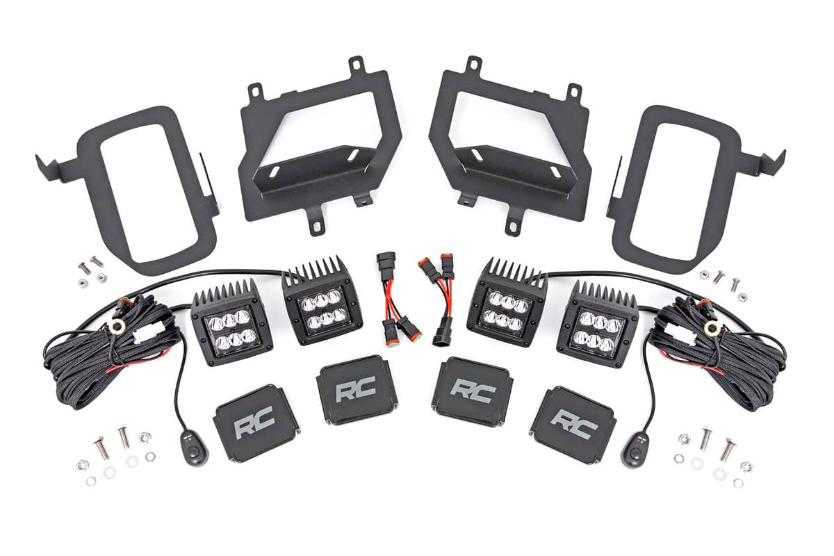 LED Light Kit | Fog Mount | Dual 2" Black Pairs | Spot | Ford F-150 (15-17) by Rough Country