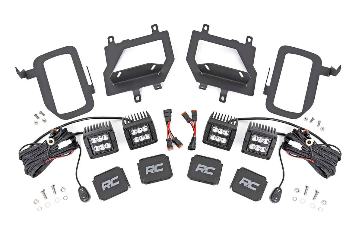 LED Light Kit | Fog Mount | Dual 2" Black Pairs | Spot | Ford F-150 (15-17) by Rough Country
