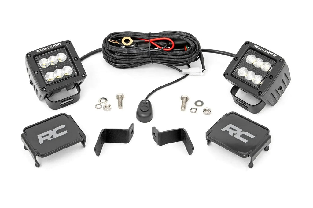 LED Light Kit | Ditch Mount | 2" Black Pair | Flood | Ford F-150 (15-26)/F-150 Lightning (22-26) by Rough Country