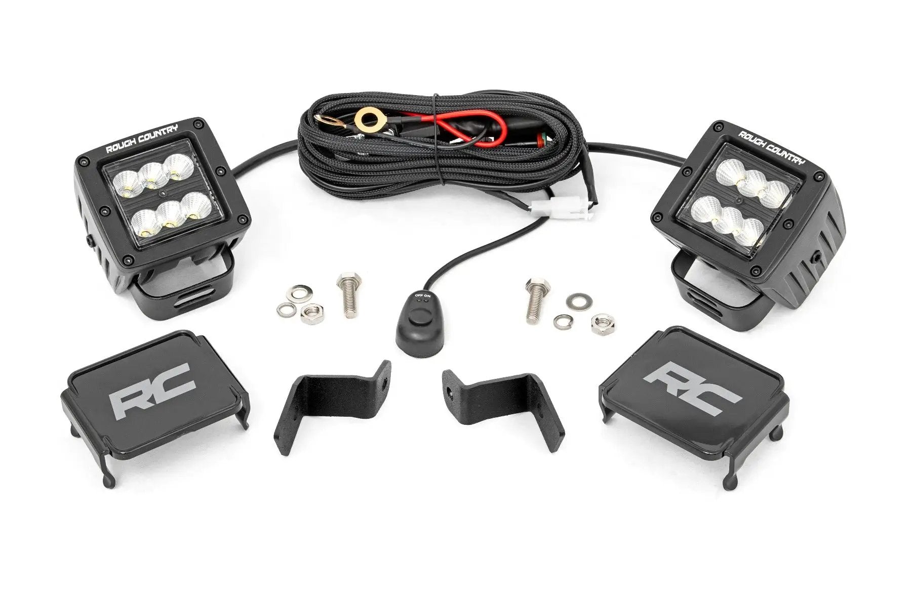 LED Light Kit | Ditch Mount | 2" Black Pair | Flood | Ford F-150 (15-26)/F-150 Lightning (22-26) by Rough Country
