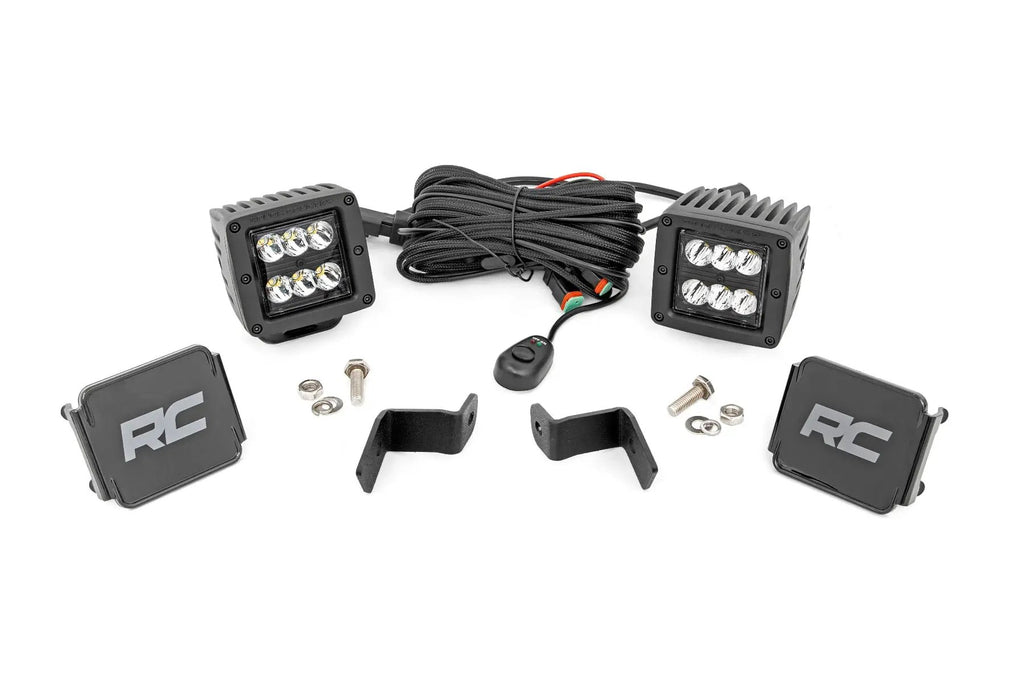LED Light Kit | Ditch Mount | 2" Black Pair | Spot | Ford F-150 (15-26)/F-150 Lightning (22-26) by Rough Country