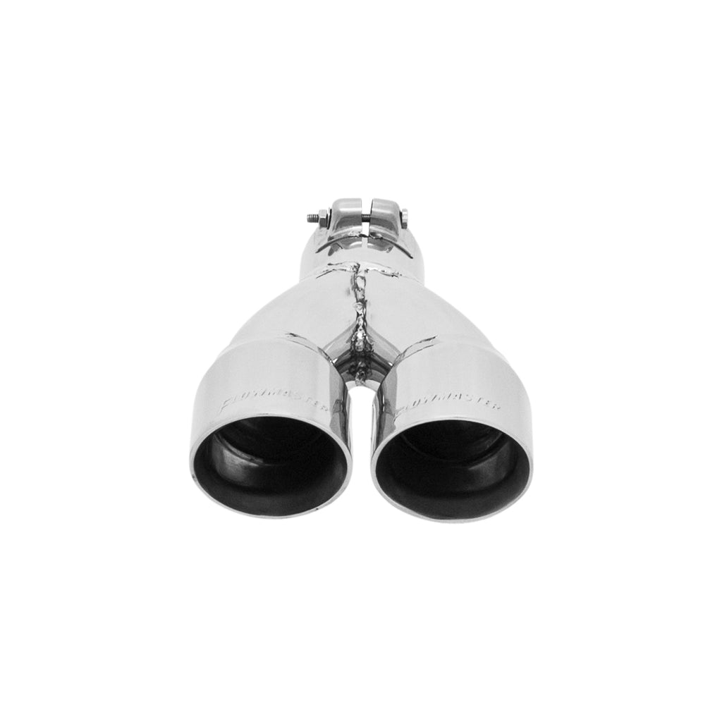 Exhaust Tip - 3.00 in. Dual Angle Cut Polished SS Fits 2.50 in. Tubing -Clamp on by Flowmaster