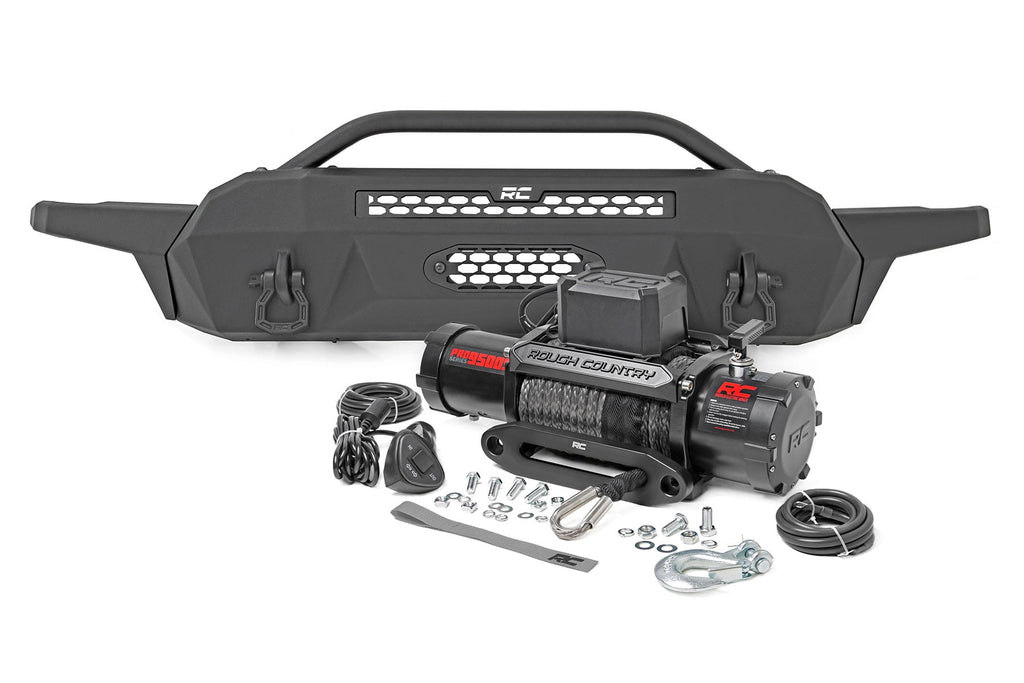 Front Bumper | High Clearance | 12000-Lb Pro Series Winch | Synthetic Rope Toyota Tacoma 4WD (16-23) by Rough Country