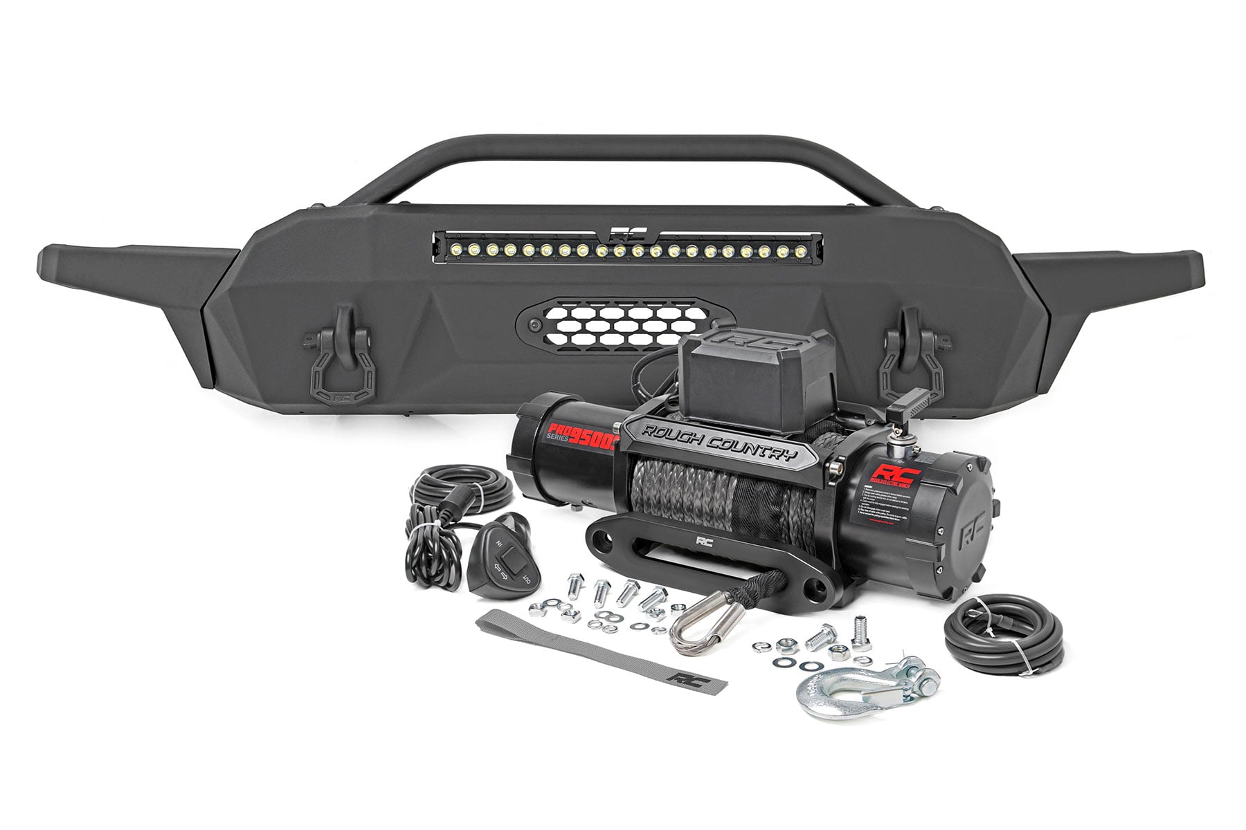 Front Bumper | Hybrid | 20" Blk LED | 95000S | Toyota Tacoma 2WD/4WD (16-23) by Rough Country