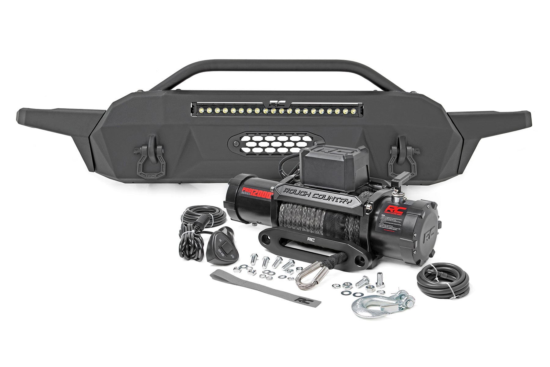 Front Bumper | Hybrid | 20" Blk White DRL LED | Toyota Tacoma 2WD/4WD (16-23) by Rough Country