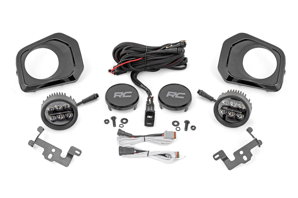 LED Fog Light Kit | 3.5 Inch Round Black Series | Amber DRL | Toyota Tacoma (16-23) by Rough Country